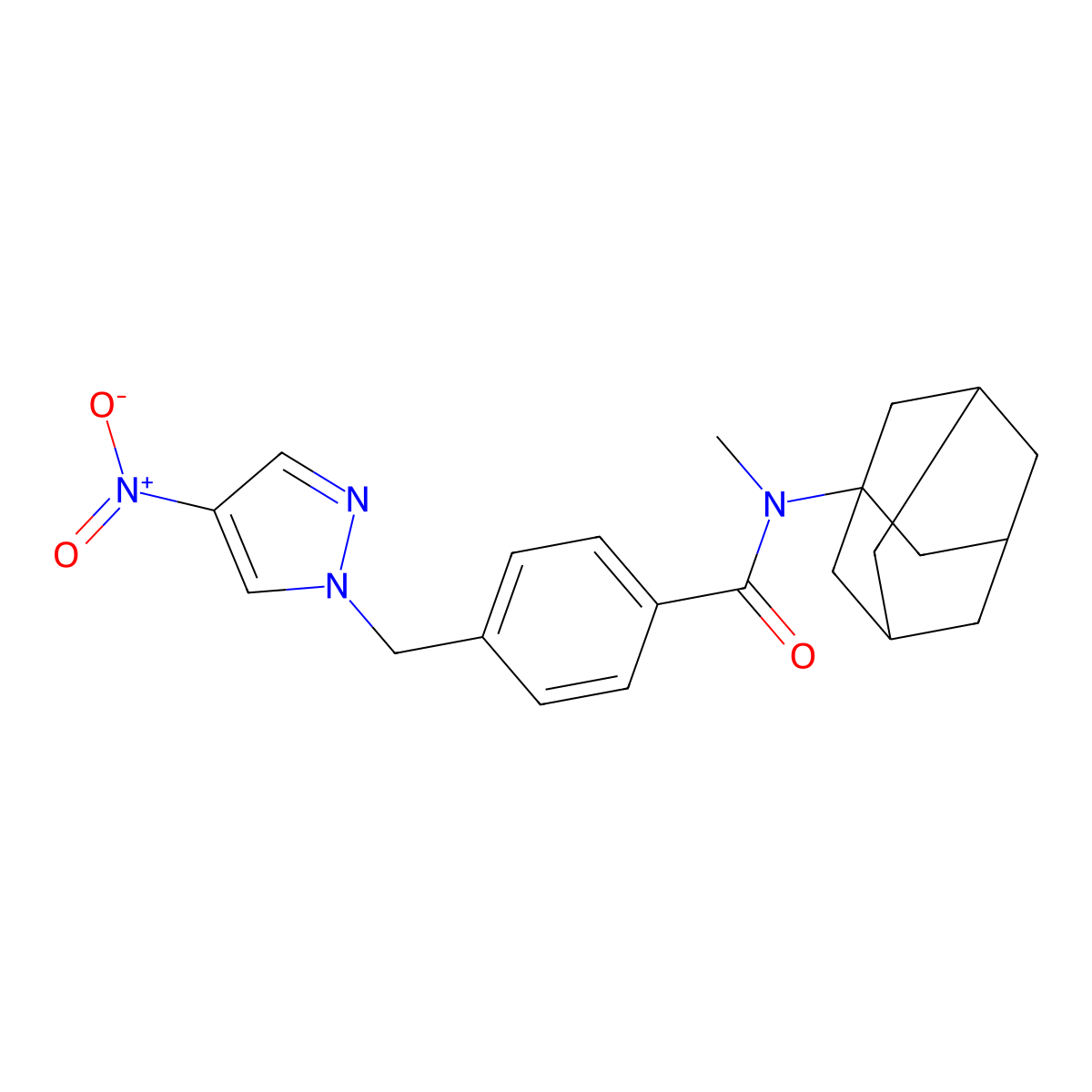 N-(1-adamantyl)-N-methyl-4-[(4-nitropyrazol-1-yl)methyl]benzamide molecular structure, CAS 491828-96-7