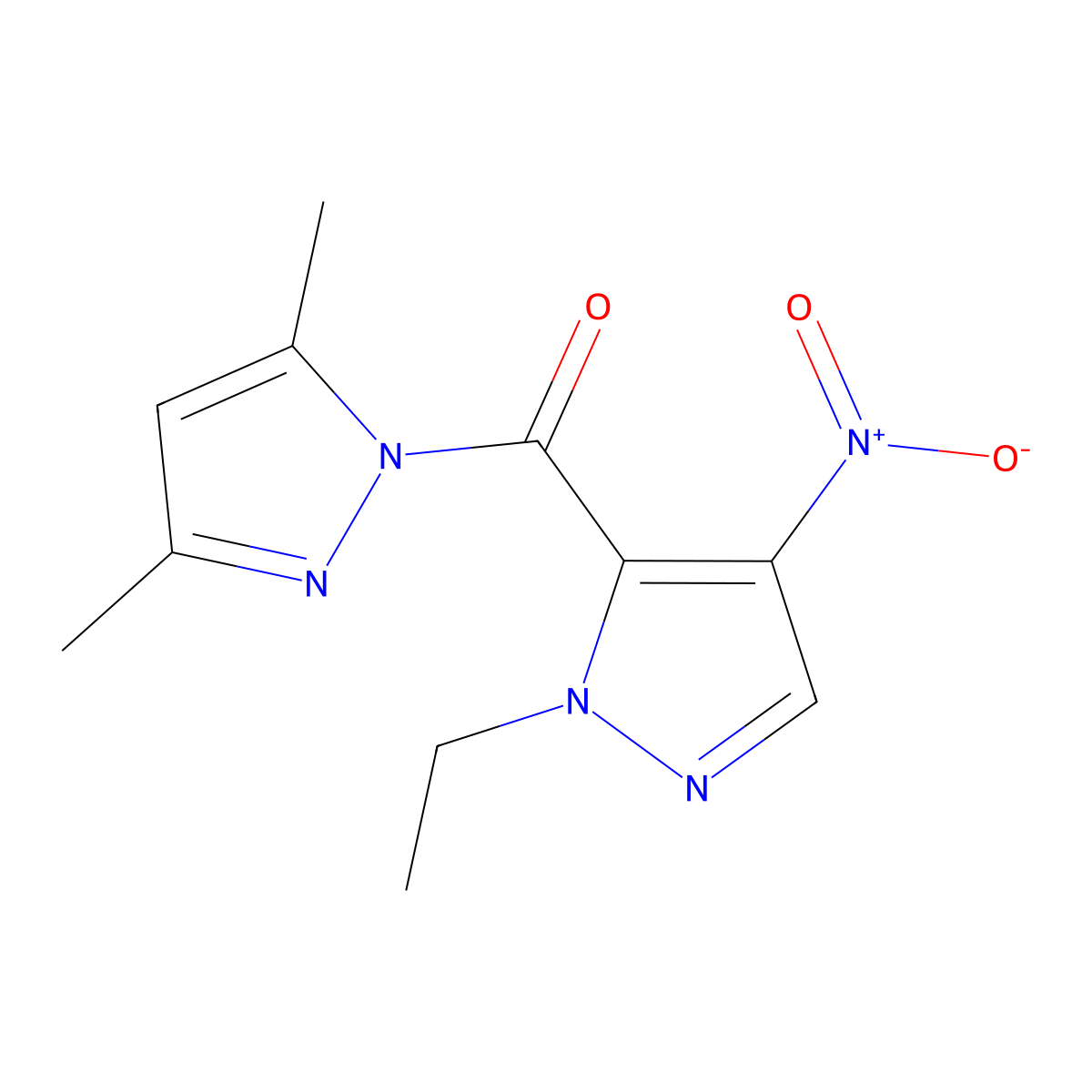 (3,5-Dimethyl-1-pyrazolyl)-(2-ethyl-4-nitro-3-pyrazolyl)methanone molecular structure, CAS 491828-99-0