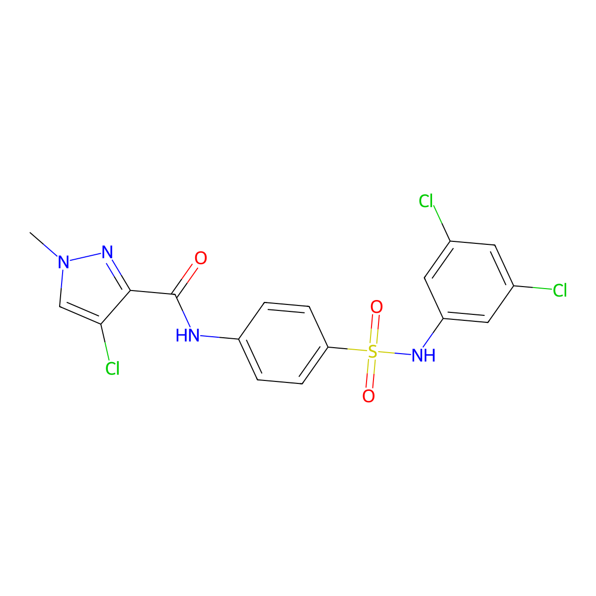 4-chloro-N-[4-[(3,5-dichlorophenyl)sulfamoyl]phenyl]-1-methylpyrazole-3-carboxamide molecular structure, CAS 491829-16-4