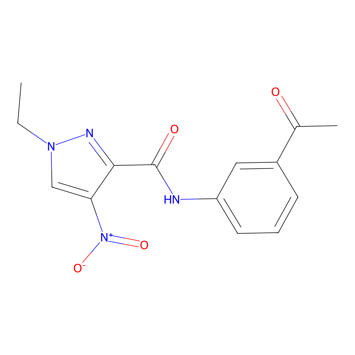 N-(3-acetylphenyl)-1-ethyl-4-nitropyrazole-3-carboxamide molecular structure, CAS 491829-25-5