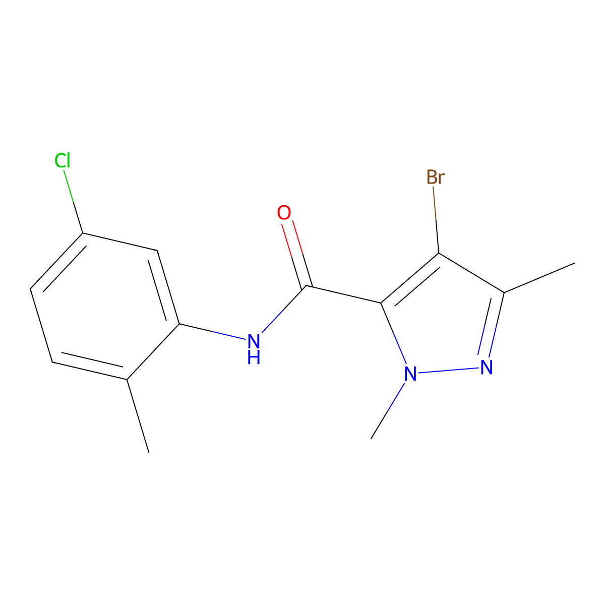 4-bromo-N-(5-chloro-2-methylphenyl)-2,5-dimethylpyrazole-3-carboxamide molecular structure, CAS 491829-35-7