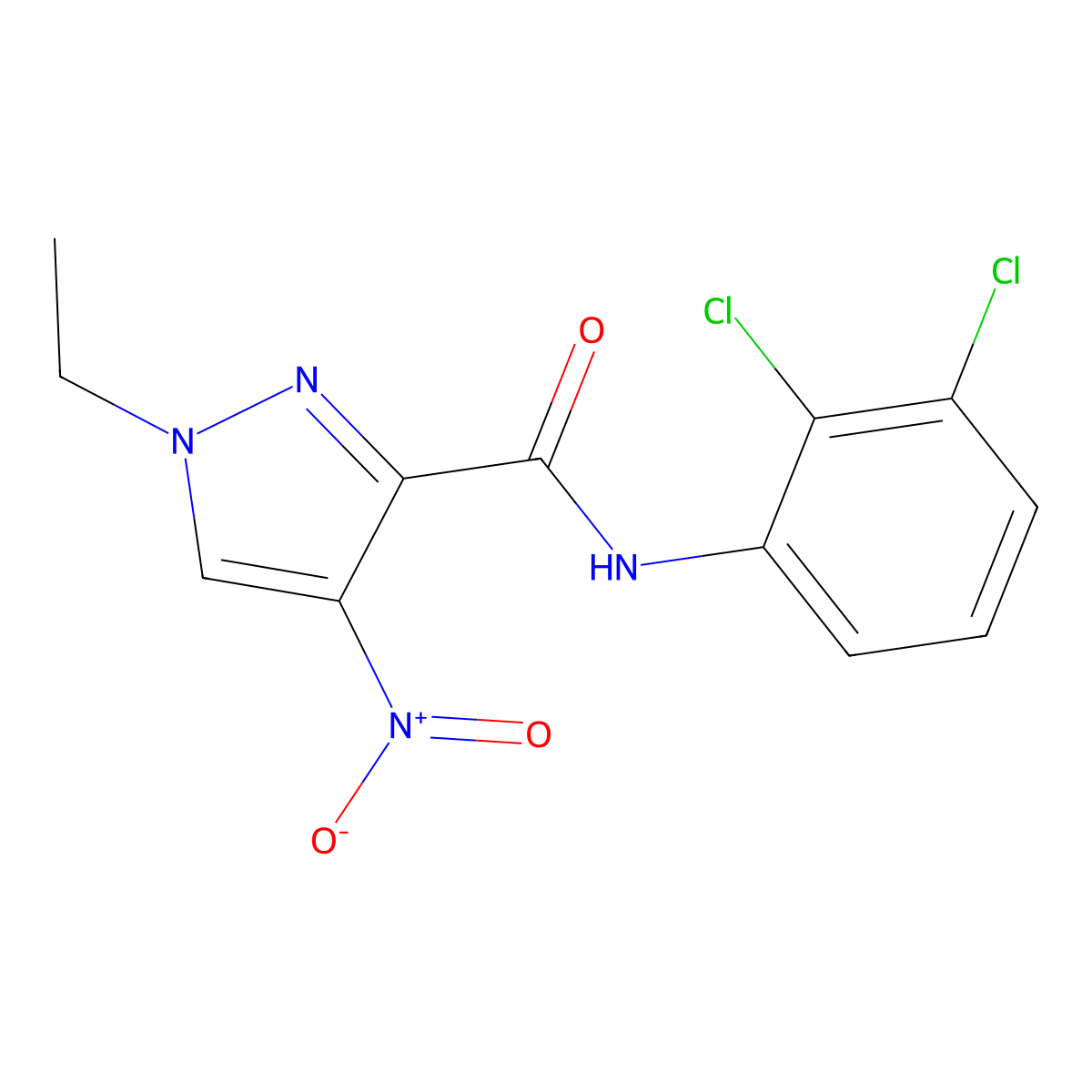N-(2,3-dichlorophenyl)-1-ethyl-4-nitro-1H-pyrazole-3-carboxamide molecular structure, CAS 491829-36-8