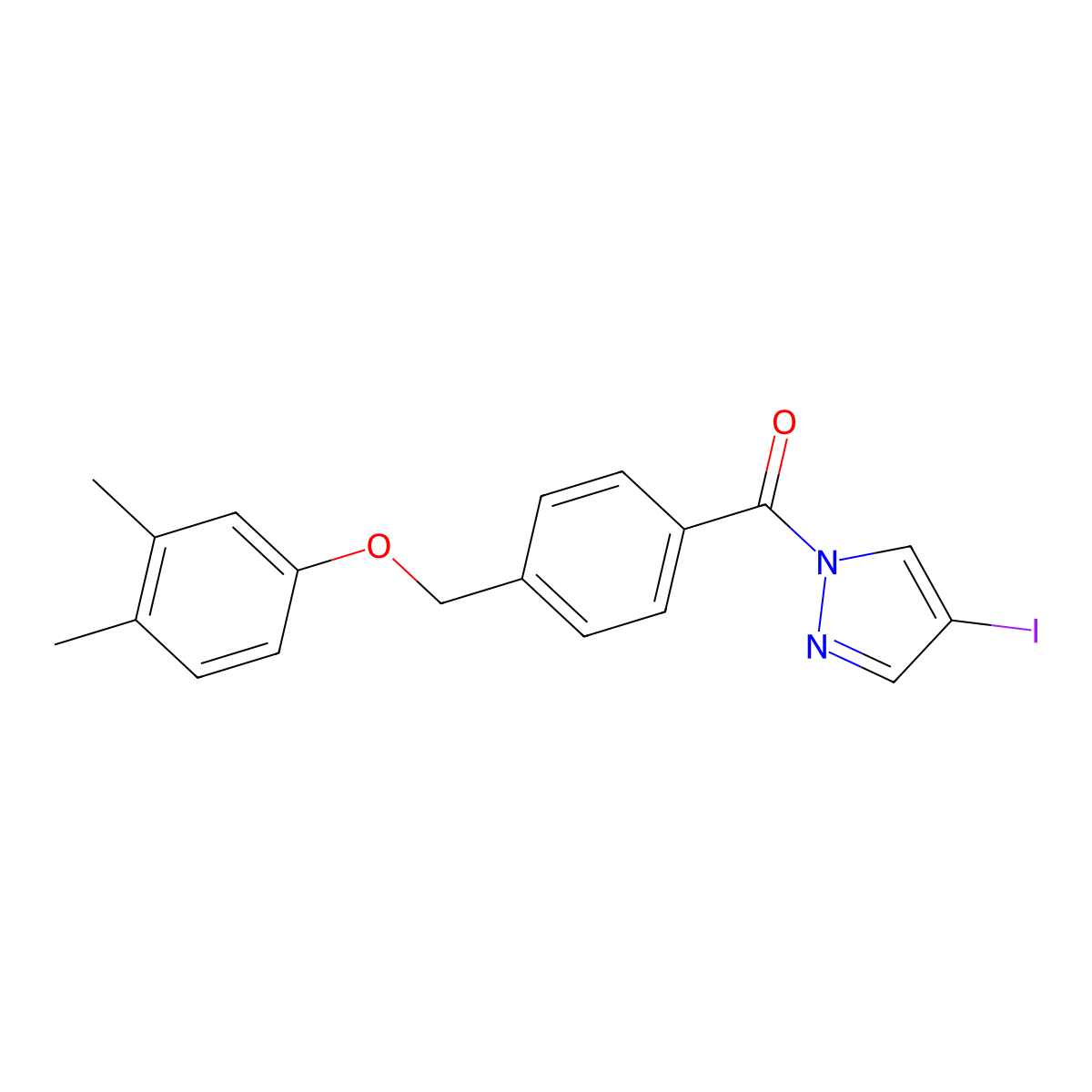 1-{4-[(3,4-dimethylphenoxy)methyl]benzoyl}-4-iodo-1H-pyrazole molecular structure, CAS 491829-42-6