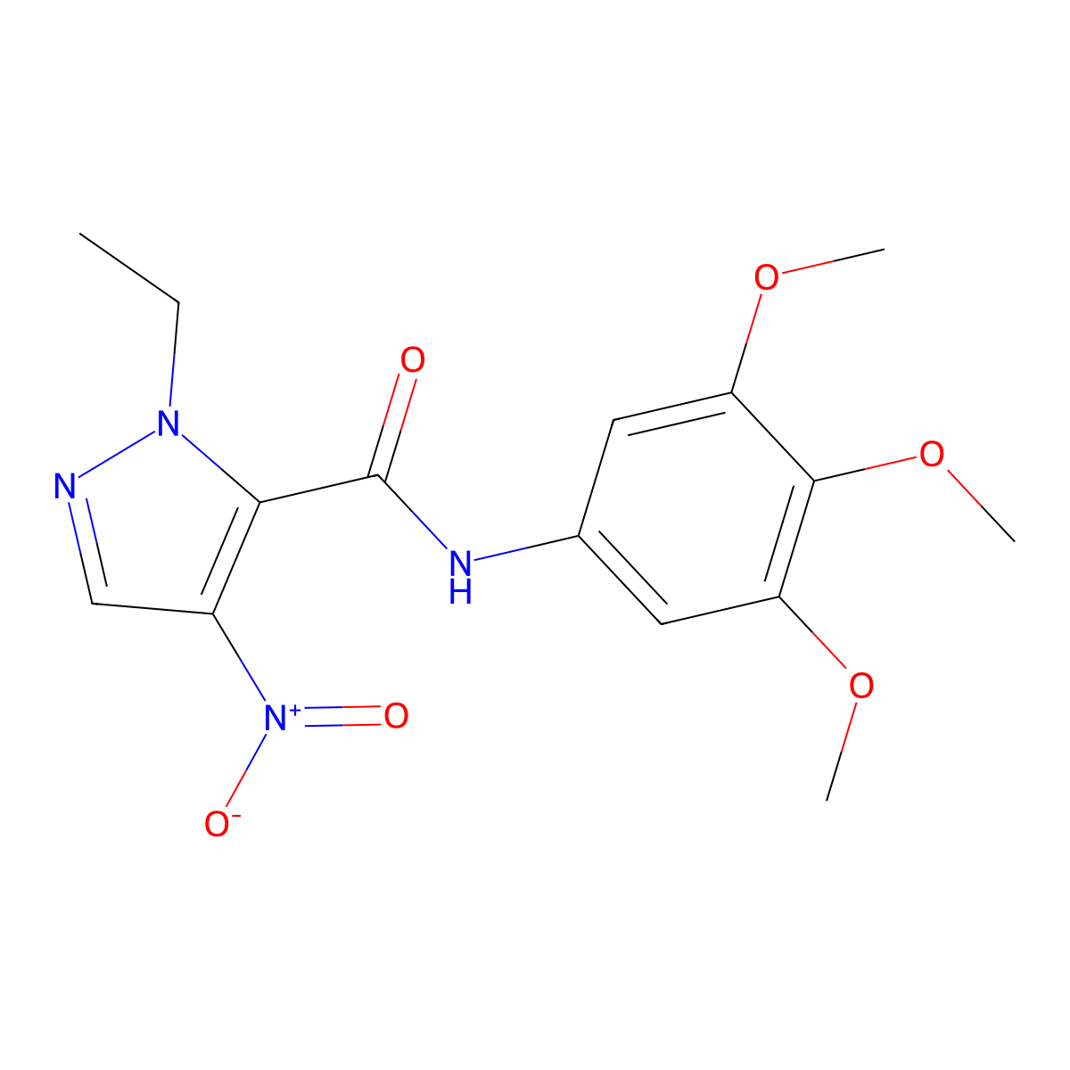 1-ethyl-4-nitro-N-(3,4,5-trimethoxyphenyl)-1H-pyrazole-5-carboxamide molecular structure, CAS 491829-61-9