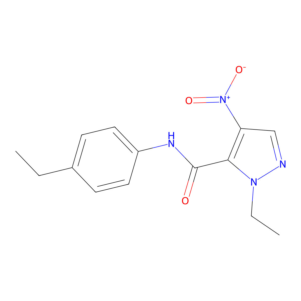 1-ethyl-N-(4-ethylphenyl)-4-nitro-1H-pyrazole-5-carboxamide molecular structure, CAS 491829-74-4