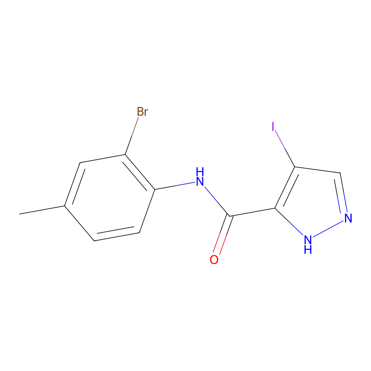N-(2-bromo-4-methylphenyl)-4-iodo-1H-pyrazole-3-carboxamide molecular structure, CAS 491829-83-5