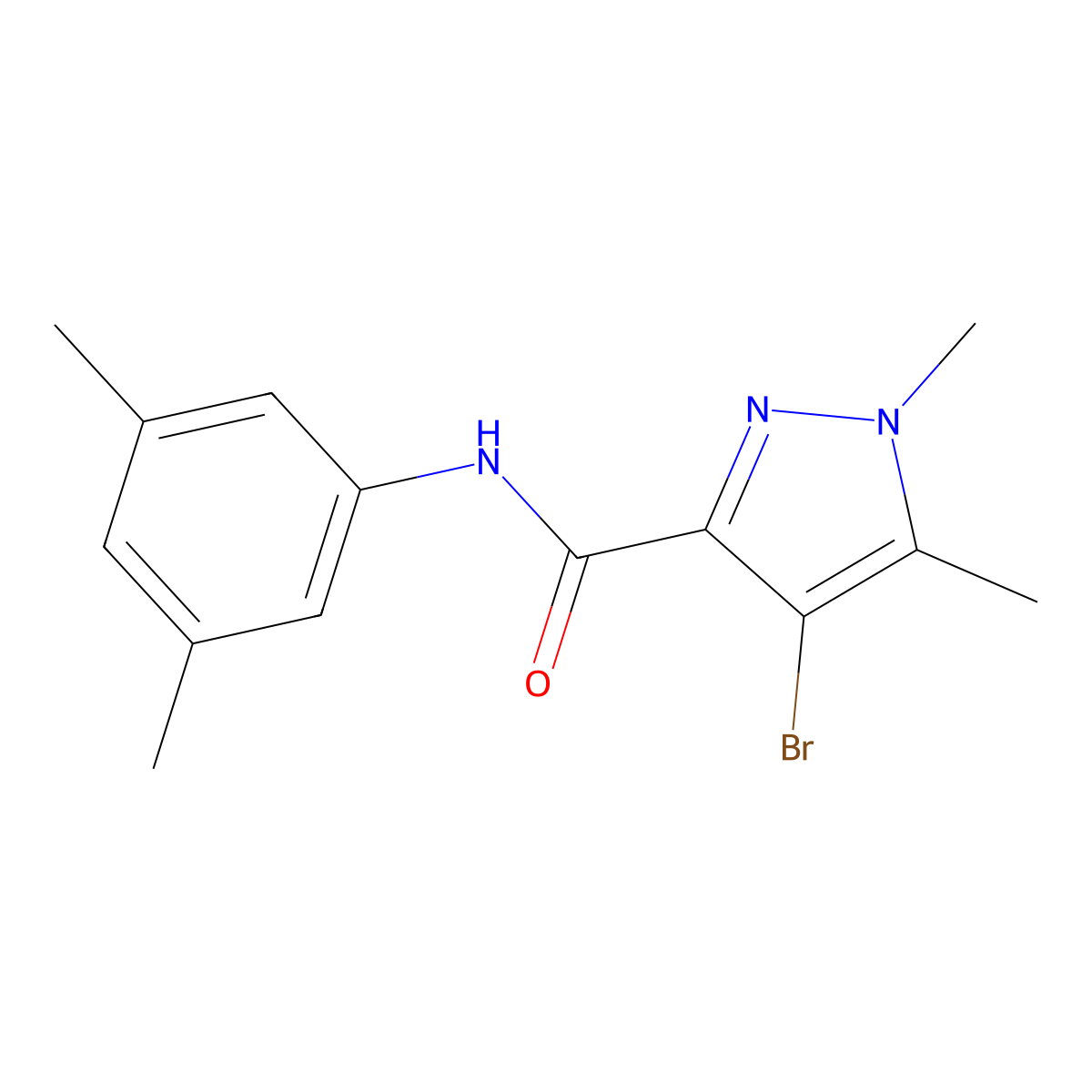 4-bromo-N-(3,5-dimethylphenyl)-1,5-dimethylpyrazole-3-carboxamide molecular structure, CAS 491830-04-7