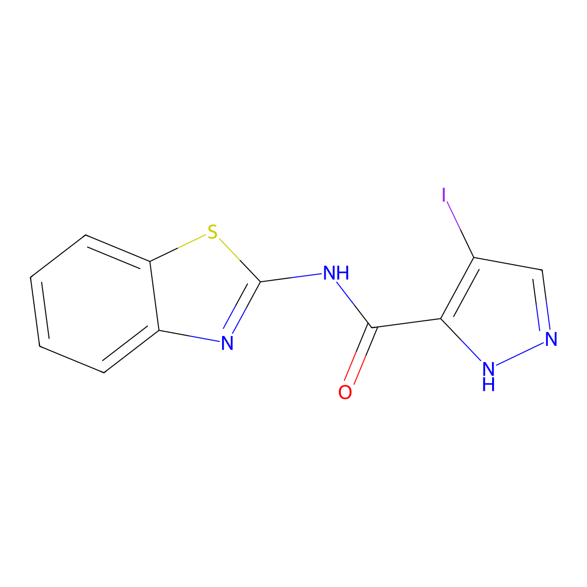 N-(1,3-benzothiazol-2-yl)-4-iodo-1H-pyrazole-3-carboxamide molecular structure, CAS 491830-12-7