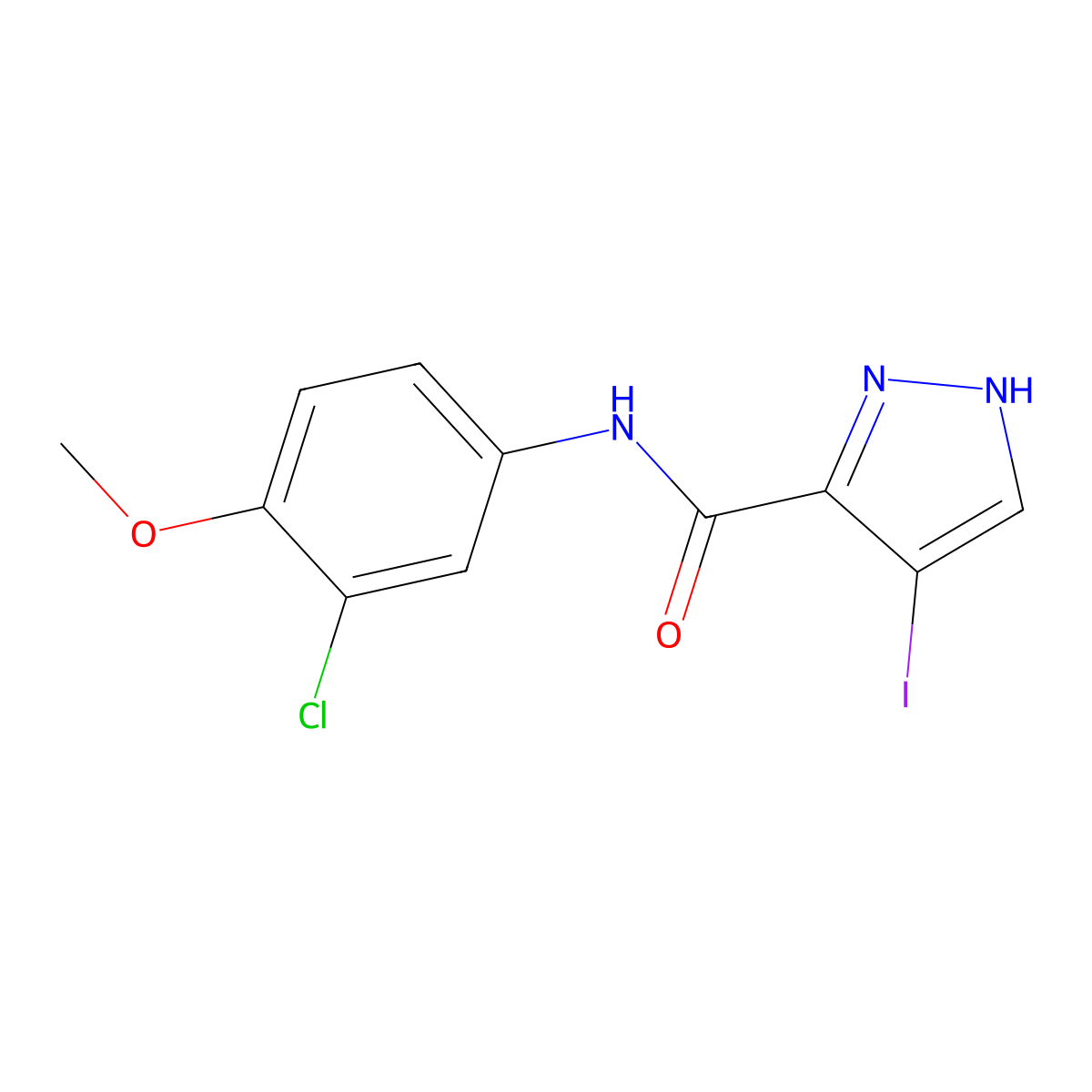 N-(3-chloro-4-methoxyphenyl)-4-iodo-1H-pyrazole-3-carboxamide molecular structure, CAS 491830-13-8