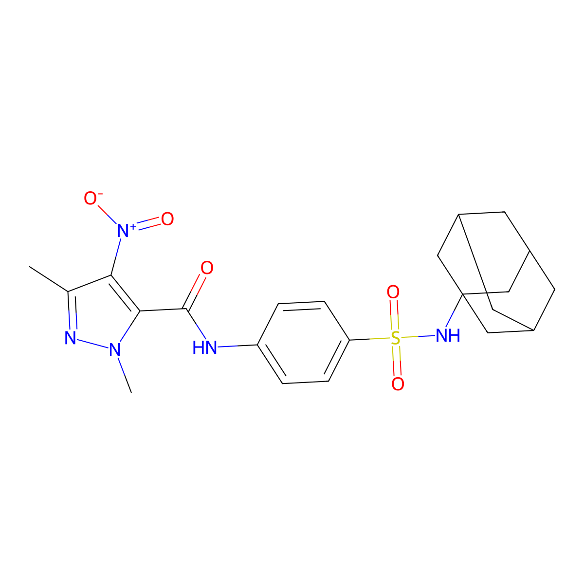 N-[4-(1-adamantylsulfamoyl)phenyl]-2,5-dimethyl-4-nitropyrazole-3-carboxamide molecular structure, CAS 491830-19-4
