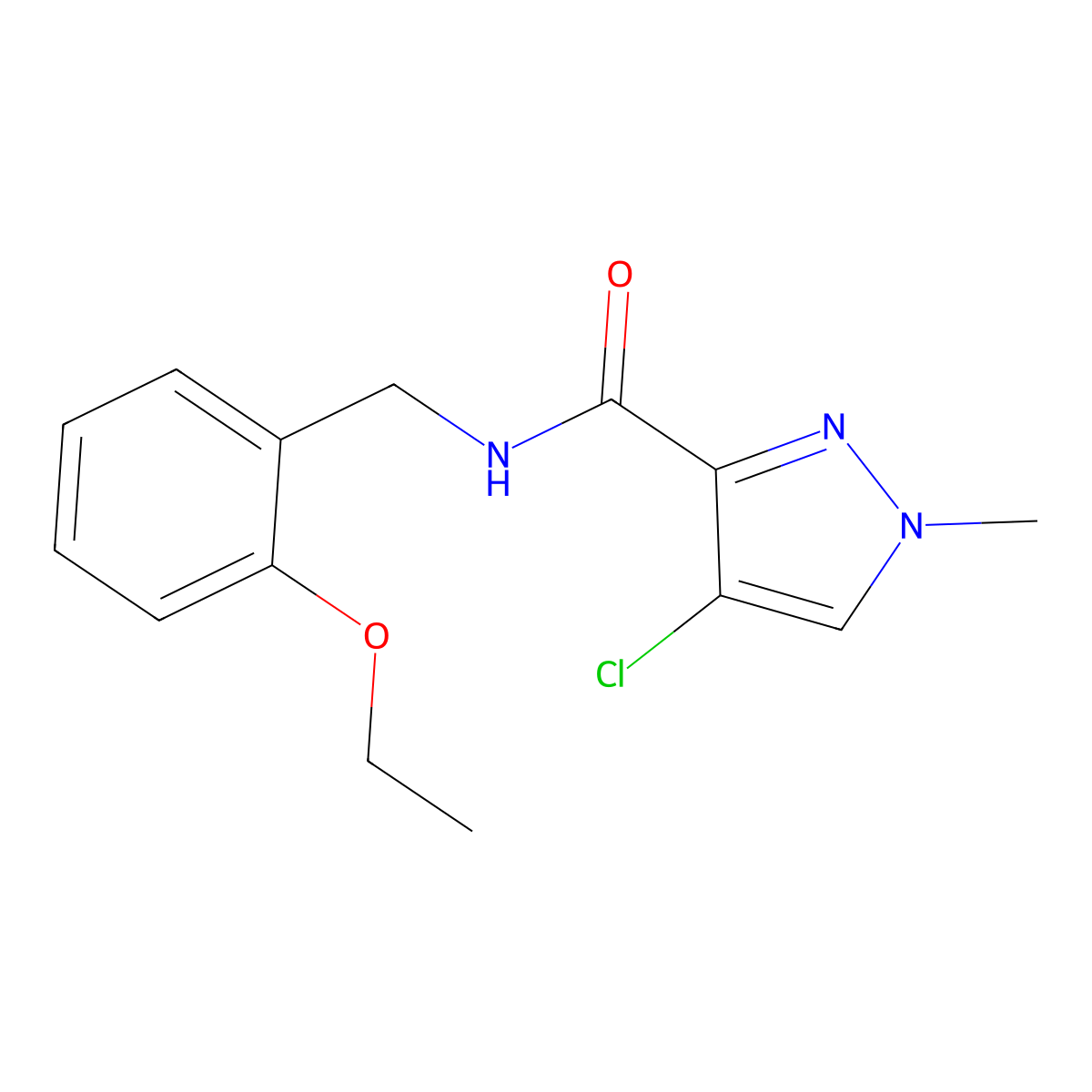 4-chloro-N-[(2-ethoxyphenyl)methyl]-1-methylpyrazole-3-carboxamide molecular structure, CAS 491830-23-0