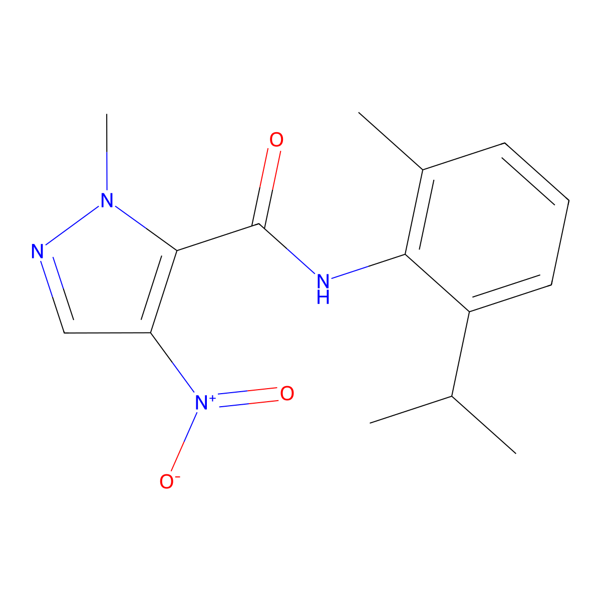 2-methyl-N-(2-methyl-6-propan-2-ylphenyl)-4-nitropyrazole-3-carboxamide molecular structure, CAS 491830-26-3