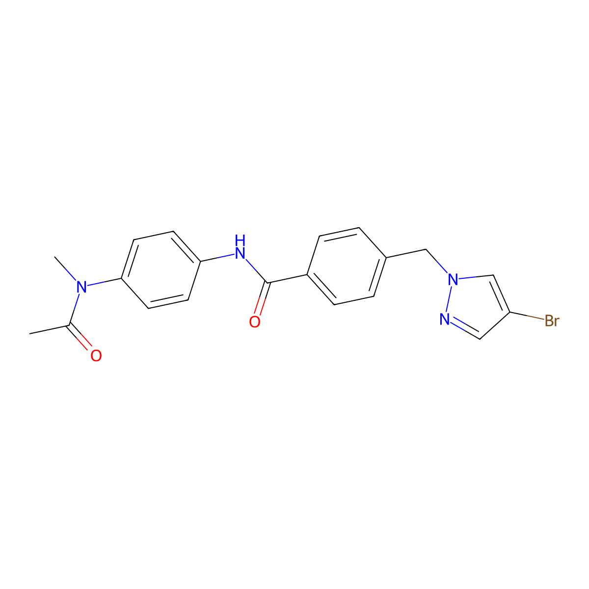 N-{4-[acetyl(methyl)amino]phenyl}-4-[(4-bromo-1H-pyrazol-1-yl)methyl]benzamide molecular structure, CAS 491830-59-2