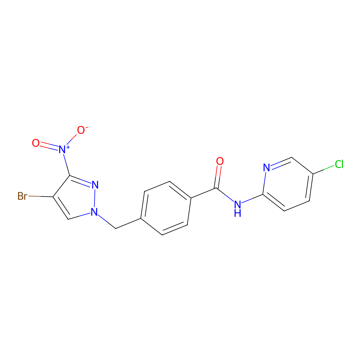 4-[(4-bromo-3-nitropyrazol-1-yl)methyl]-N-(5-chloropyridin-2-yl)benzamide molecular structure, CAS 491830-64-9