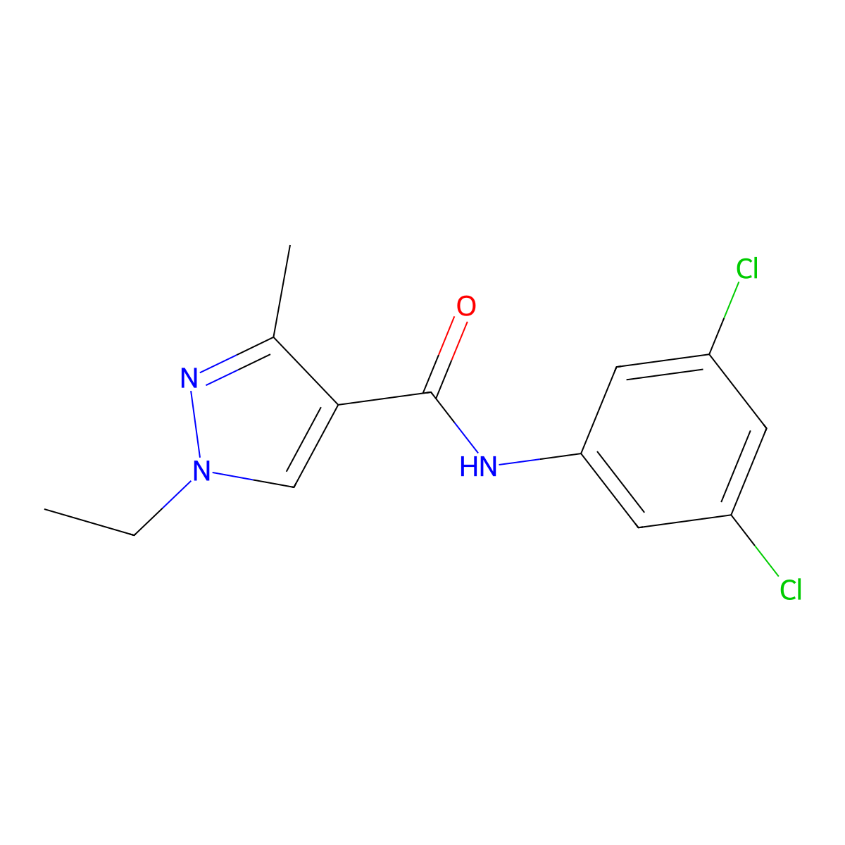 N-(3,5-dichlorophenyl)-1-ethyl-3-methylpyrazole-4-carboxamide molecular structure, CAS 491830-79-6