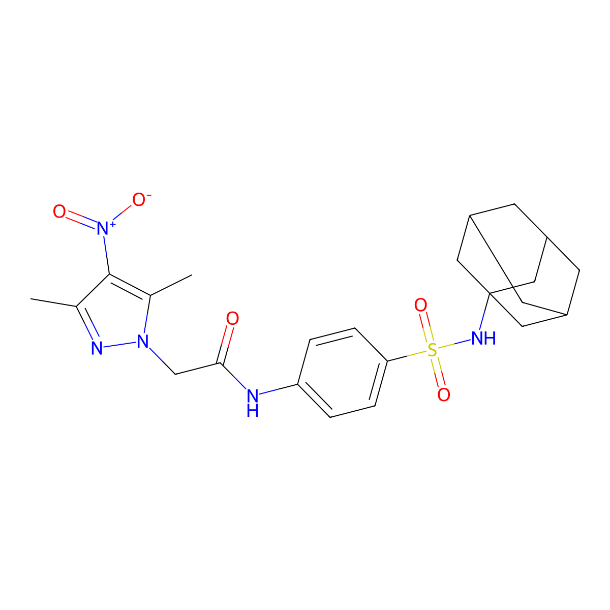 N-[4-(1-adamantylsulfamoyl)phenyl]-2-(3,5-dimethyl-4-nitropyrazol-1-yl)acetamide molecular structure, CAS 491830-81-0