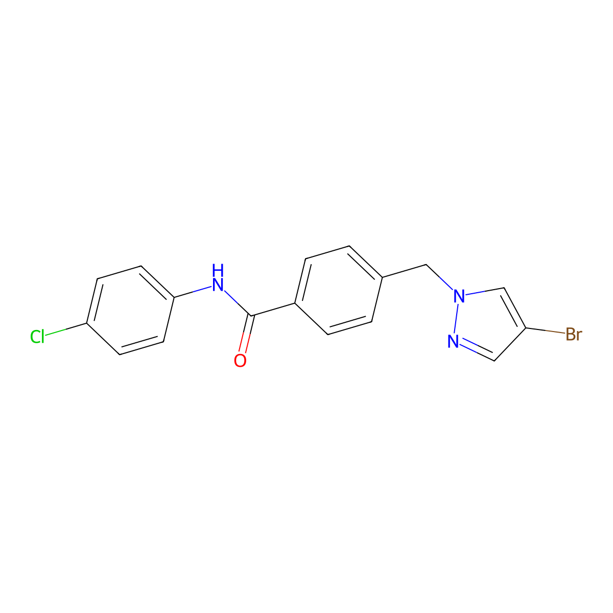 4-[(4-bromopyrazol-1-yl)methyl]-N-(4-chlorophenyl)benzamide molecular structure, CAS 491830-86-5