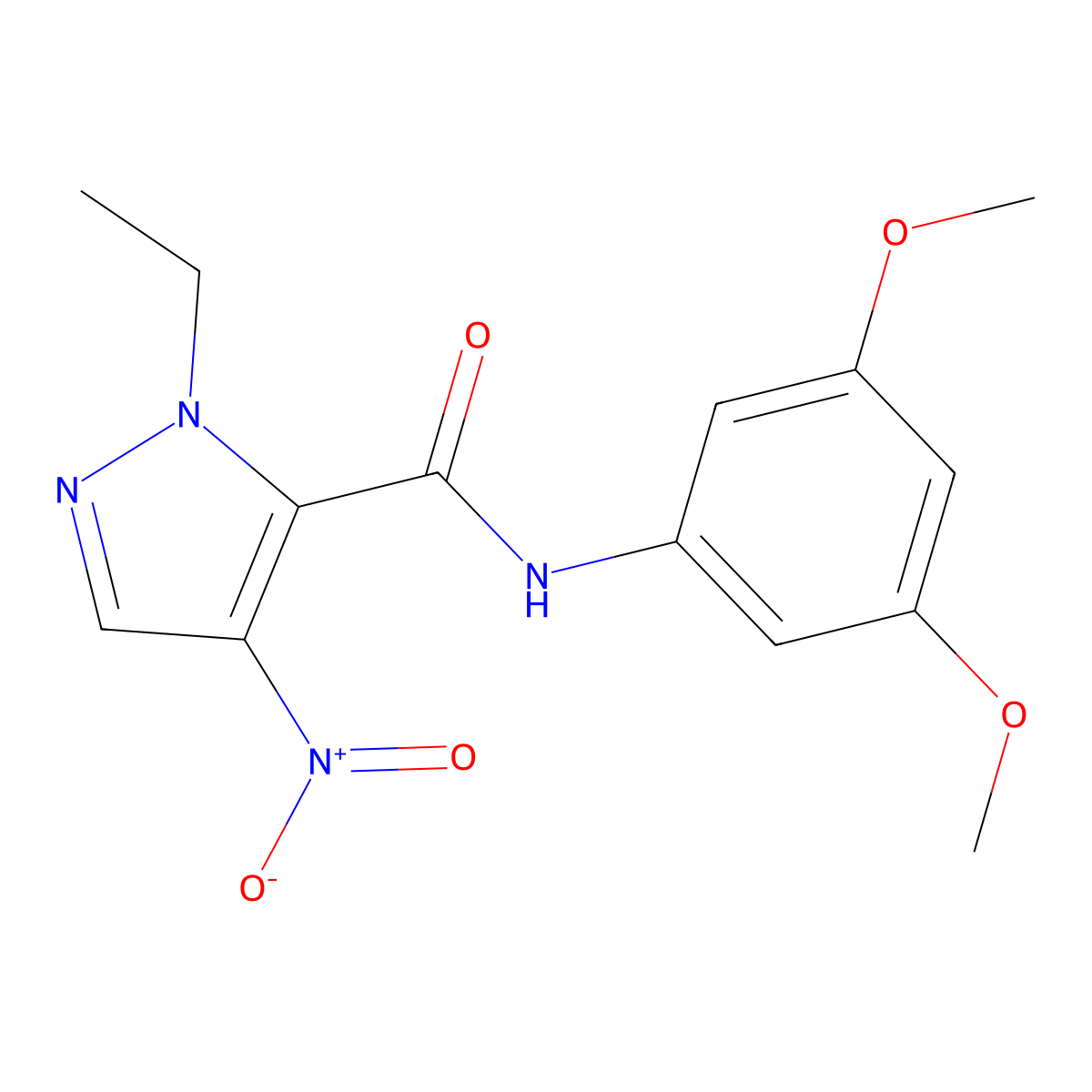 N-(3,5-dimethoxyphenyl)-1-ethyl-4-nitro-1H-pyrazole-5-carboxamide molecular structure, CAS 491830-96-7
