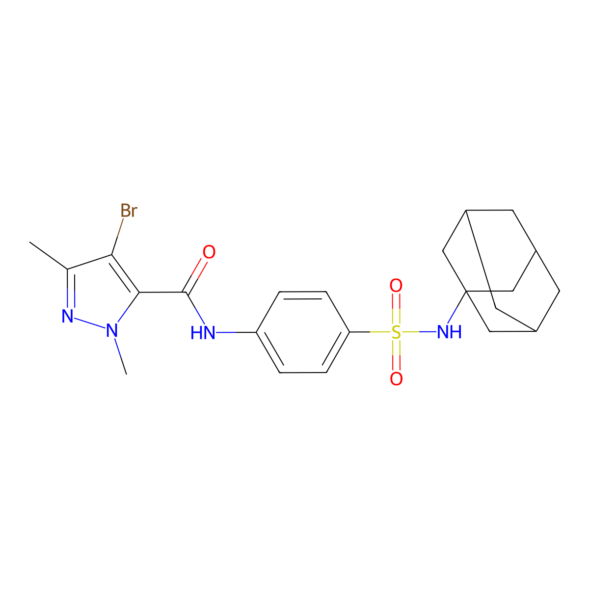 N-{4-[(1-adamantylamino)sulfonyl]phenyl}-4-bromo-1,3-dimethyl-1H-pyrazole-5-carboxamide molecular structure, CAS 491831-11-9
