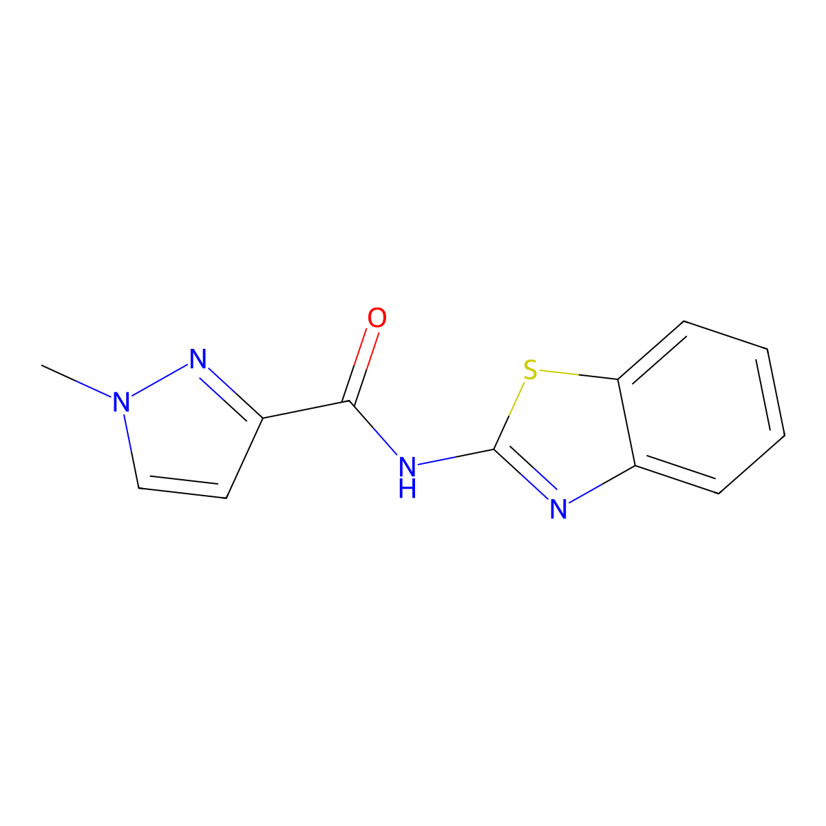 N-(1,3-benzothiazol-2-yl)-1-methyl-1H-pyrazole-3-carboxamide molecular structure, CAS 491831-76-6