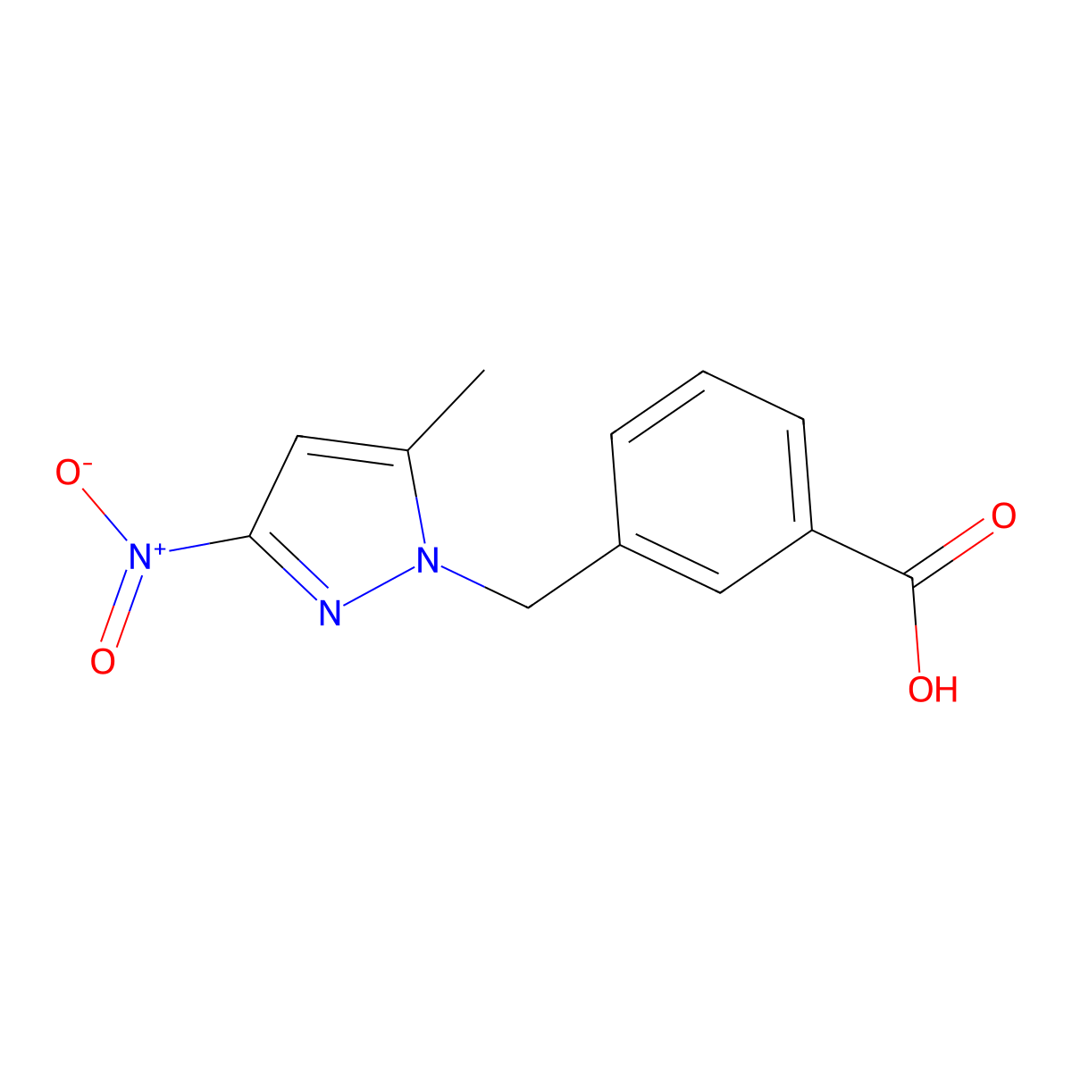 3-[(5-methyl-3-nitro-1H-pyrazol-1-yl)methyl]benzoic acid molecular structure, CAS 491831-82-4