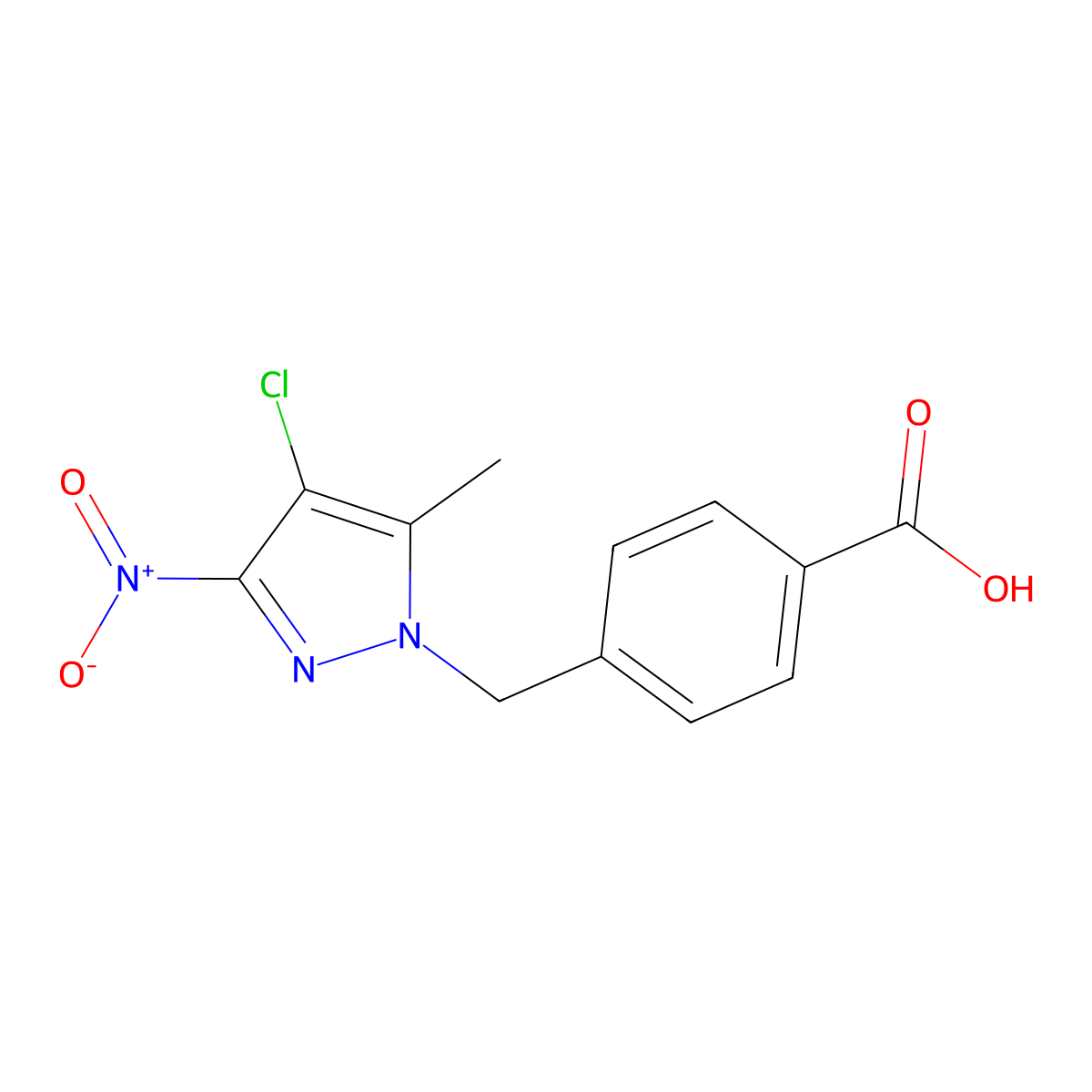 4-[(4-chloro-5-methyl-3-nitro-1H-pyrazol-1-yl)methyl]benzoic acid molecular structure, CAS 491831-83-5
