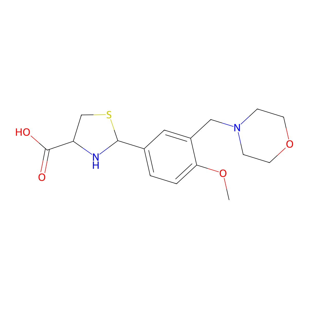 2-[4-Methoxy-3-(morpholin-4-ylmethyl)phenyl]-1,3-thiazolidine-4-carboxylic acid molecular structure, CAS 491832-04-3