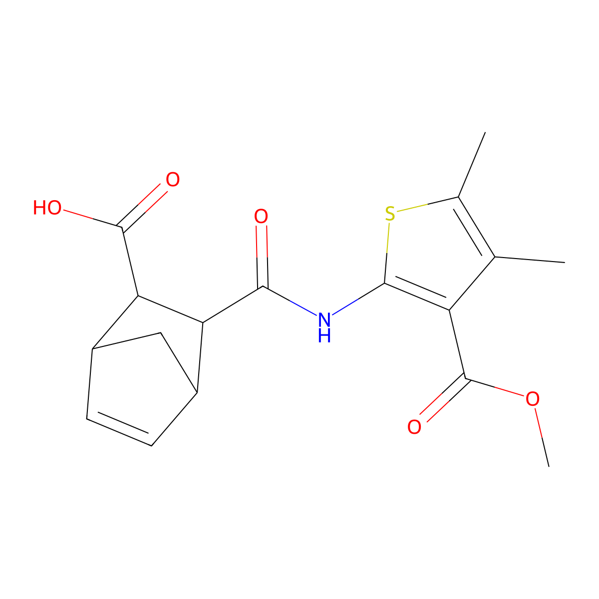 3-{[3-(Methoxycarbonyl)-4,5-dimethylthiophen-2-yl]carbamoyl}bicyclo[2.2.1]hept-5-ene-2-carboxylic acid molecular structure, CAS 491832-06-5