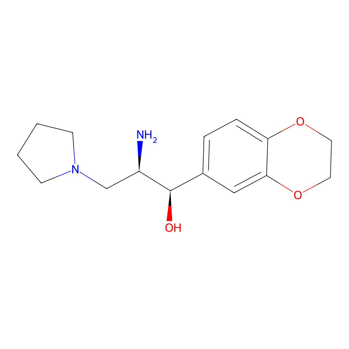 2-Amino-1-(2,3-dihydrobenzo(b)(1,4)dioxin-6-yl)-3-(pyrrolidin-1-yl)propan-1-ol, (1R,2R)- molecular structure, CAS 491833-28-4