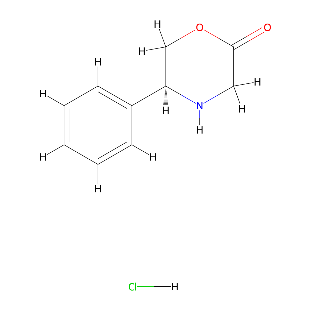 (S)-5-Phenylmorpholin-2-one hydrochloride molecular structure, CAS 491833-36-4