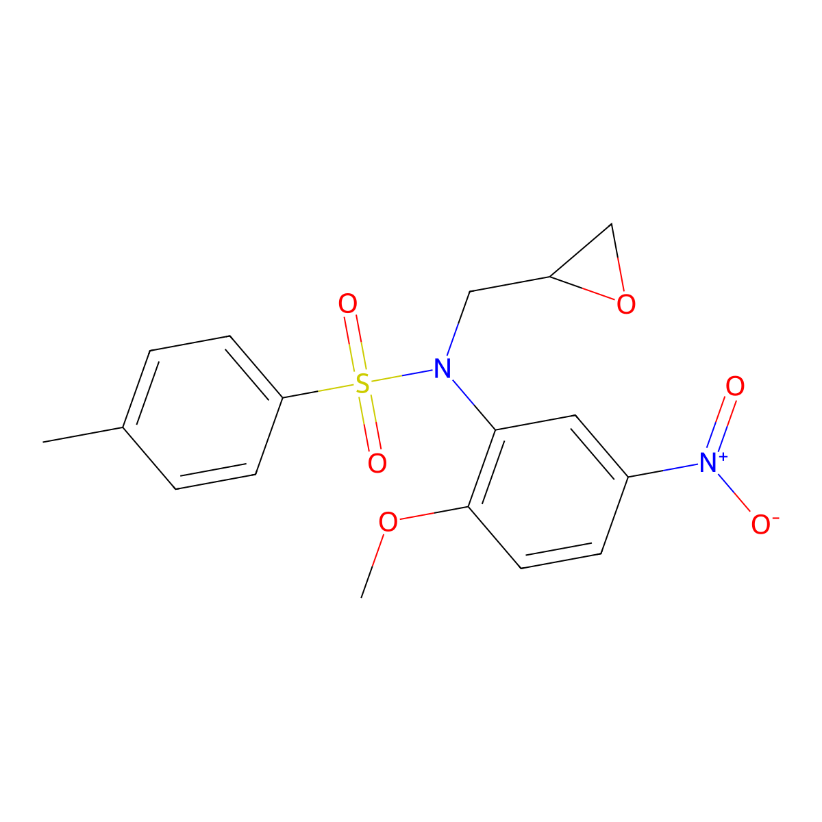 N-{5-nitro-2-methoxyphenyl}-4-methyl-N-(2-oxiranylmethyl)benzenesulfonamide molecular structure, CAS 491839-34-0
