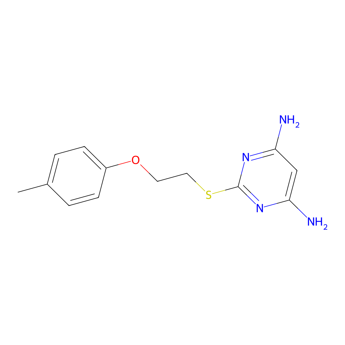 2-{[2-(4-Methylphenoxy)ethyl]sulfanyl}pyrimidine-4,6-diamine molecular structure, CAS 491839-39-5