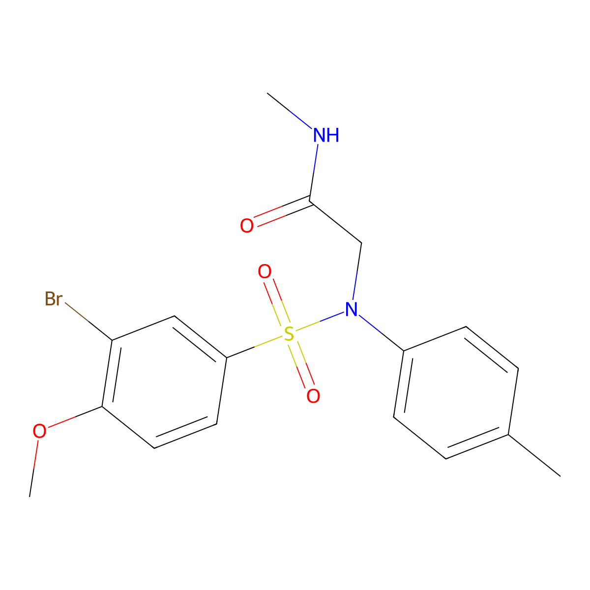 2-(N-(3-bromo-4-methoxyphenyl)sulfonyl-4-methylanilino)-N-methylacetamide molecular structure, CAS 491843-40-4
