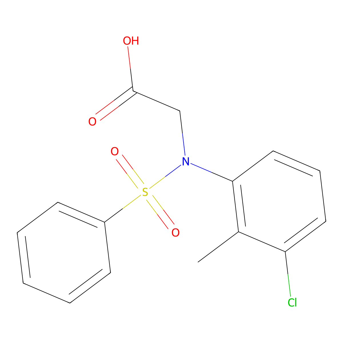 N-(3-chloro-2-methylphenyl)-N-(phenylsulfonyl)glycine molecular structure, CAS 491843-94-8