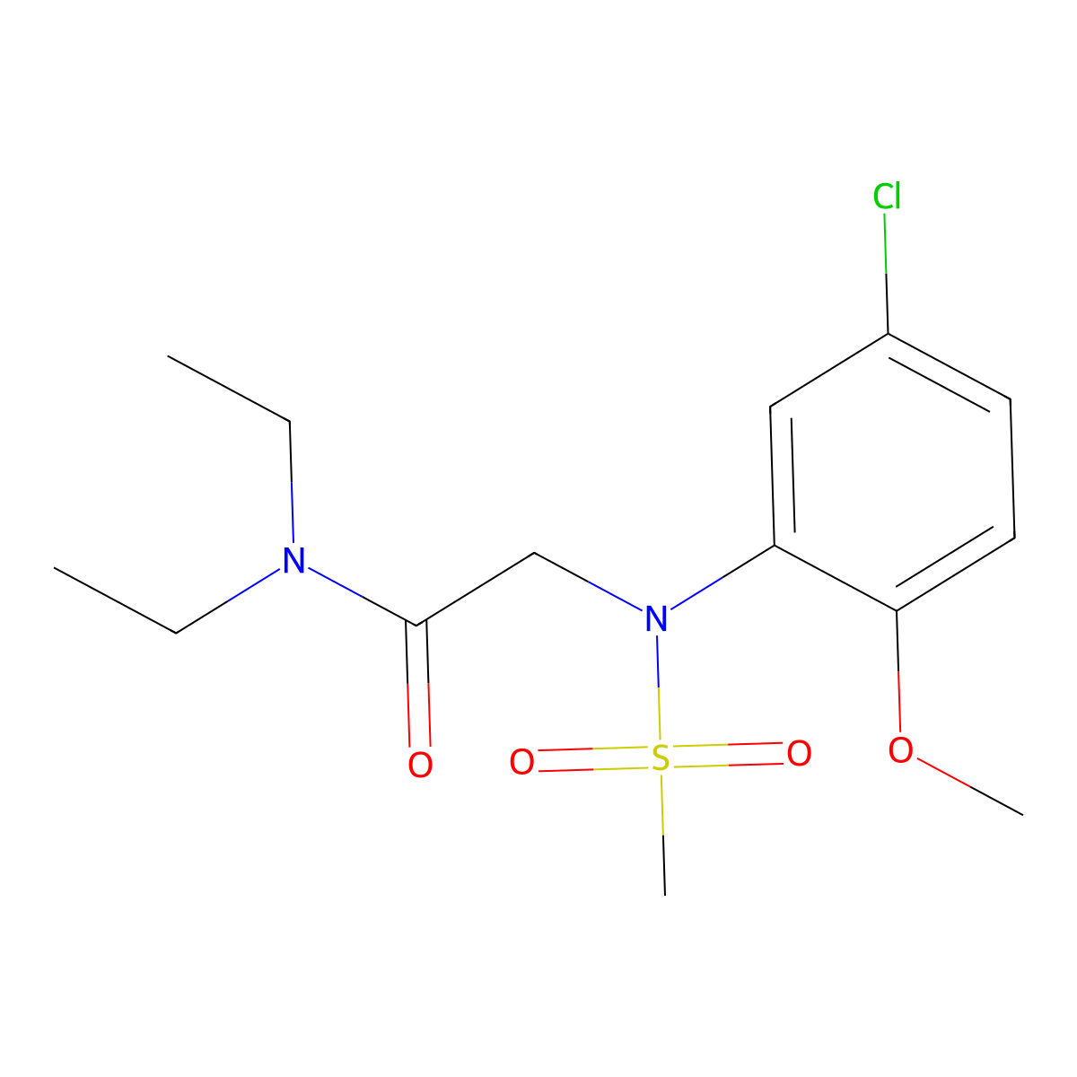 2-[(5-Chloro-2-methoxy-phenyl)-methanesulfonyl-amino]-N,N-diethyl-acetamide molecular structure, CAS 491844-16-7