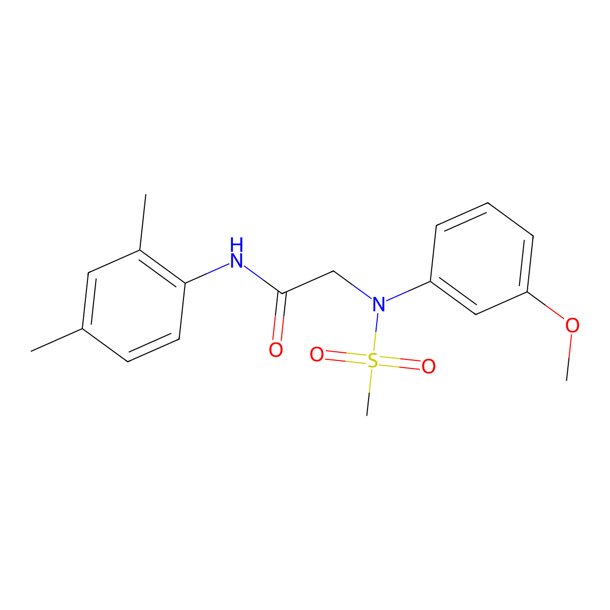 N-(2,4-Dimethylphenyl)-2-[(3-methoxyphenyl)(methylsulfonyl)amino]acetamide molecular structure, CAS 491844-58-7