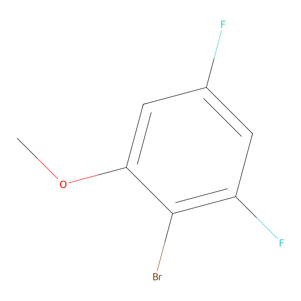 2-Bromo-1,5-difluoro-3-methoxybenzene molecular structure, CAS 491852-44-9