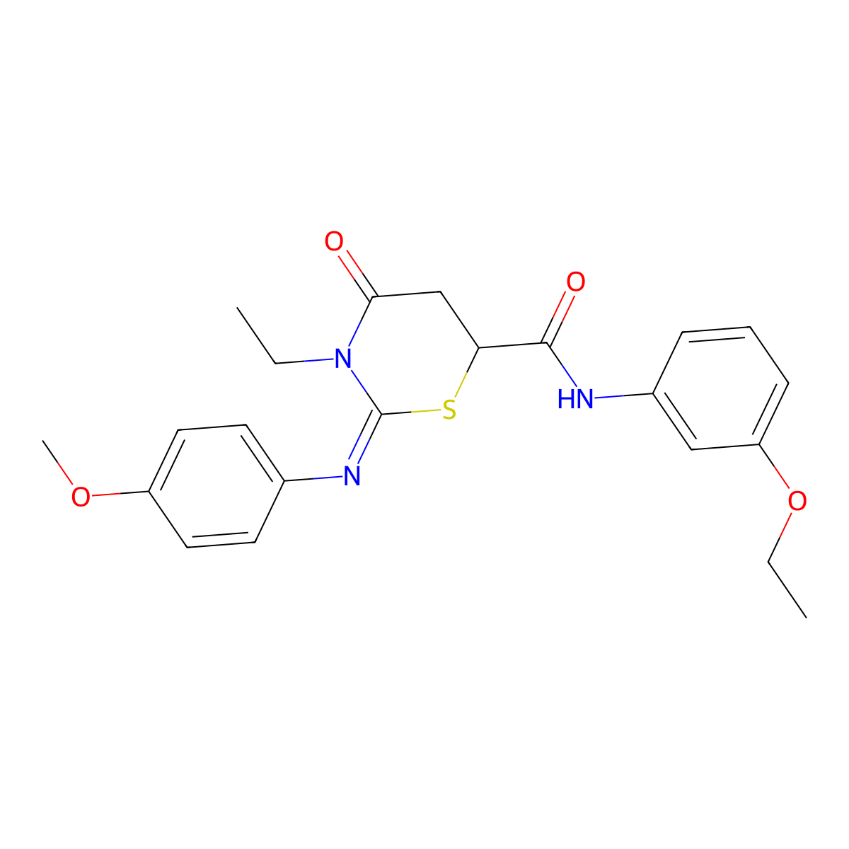 N-(3-ethoxyphenyl)-3-ethyl-2-[(4-methoxyphenyl)imino]-4-oxo-1,3-thiazinane-6-carboxamide molecular structure, CAS 491855-74-4