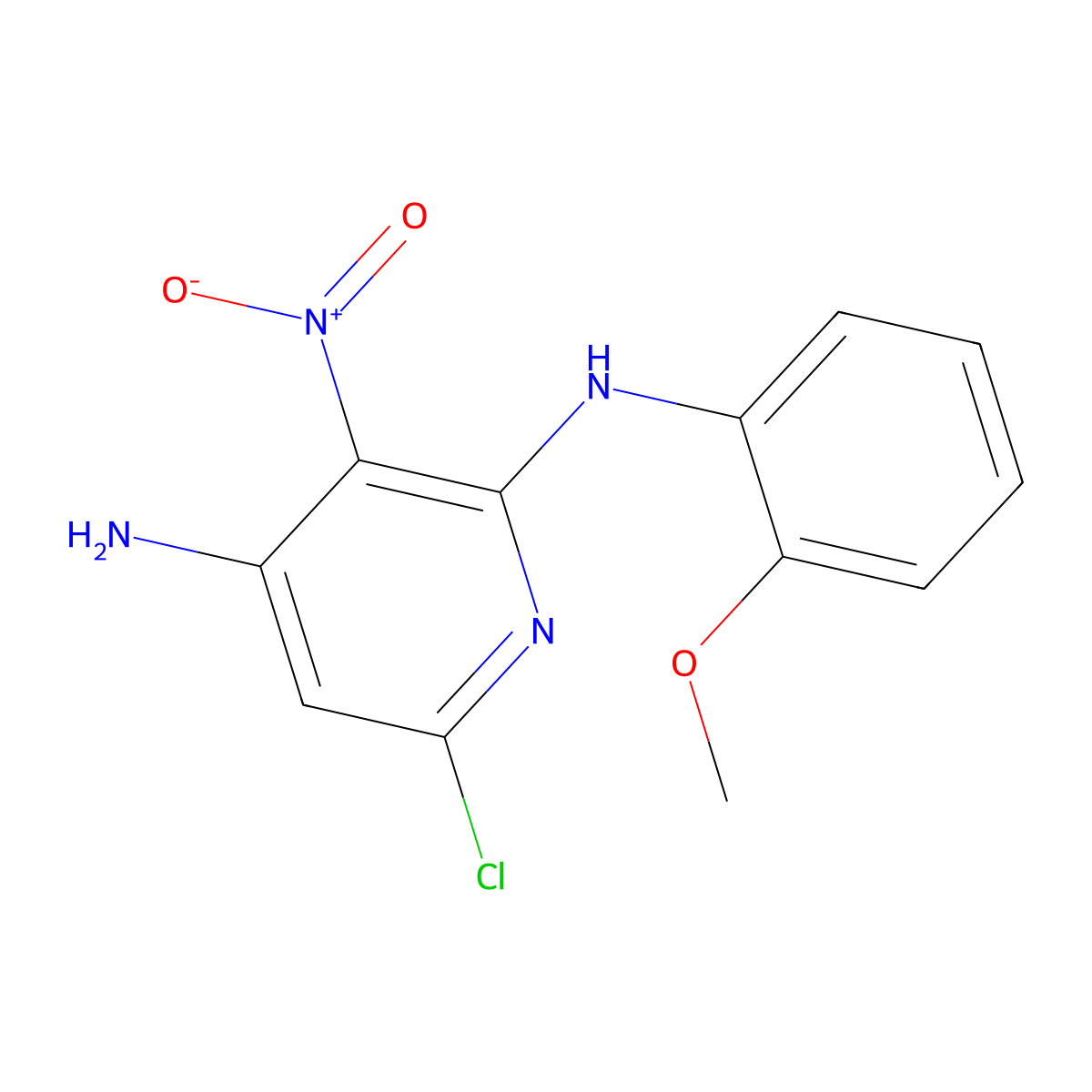 6-Chloro-N2-(2-methoxyphenyl)-3-nitro-2,4-pyridinediamine molecular structure, CAS 491855-90-4