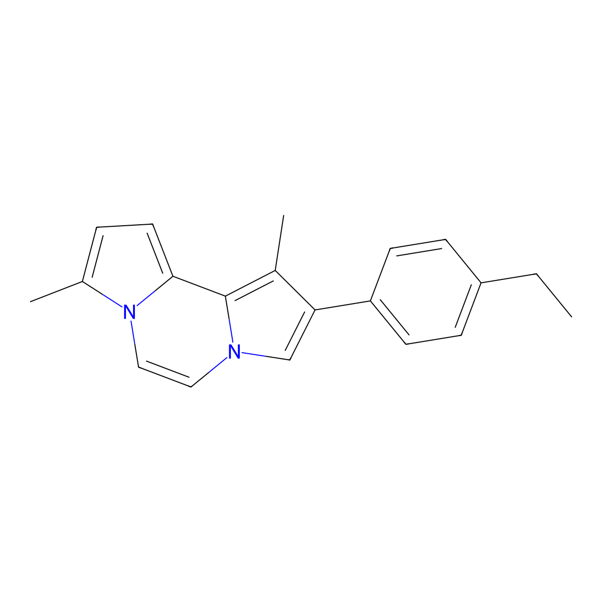 2-(4-Ethylphenyl)-1,8-dimethyldipyrrolo[1,2-a:2,1-c]pyrazine molecular structure, CAS 491856-13-4