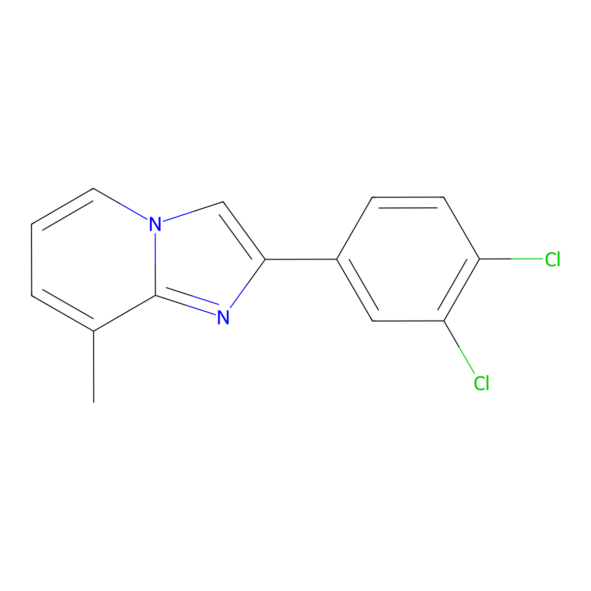 2-(3,4-Dichlorophenyl)-8-methylimidazo[1,2-a]pyridine molecular structure, CAS 491856-78-1