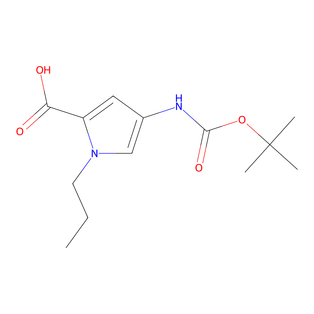 4-[(tert-butoxycarbonyl)amino]-1-propyl-1H-pyrrole-2-carboxylic acid molecular structure, CAS 491856-86-1