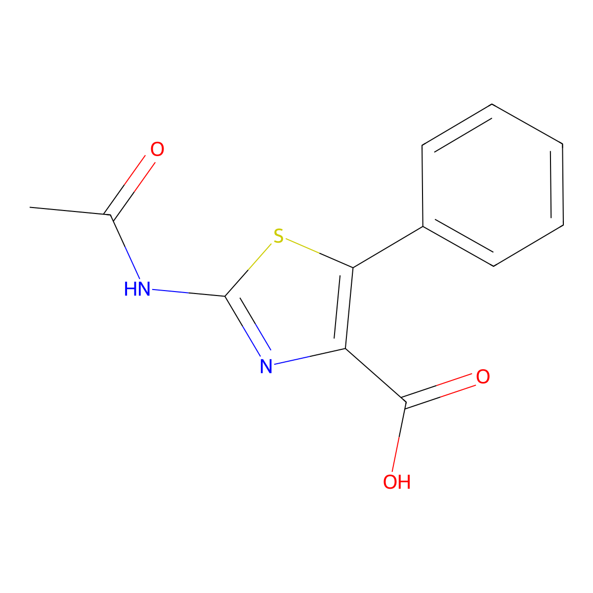 2-Acetamido-5-phenyl-1,3-thiazole-4-carboxylic acid molecular structure, CAS 491857-93-3