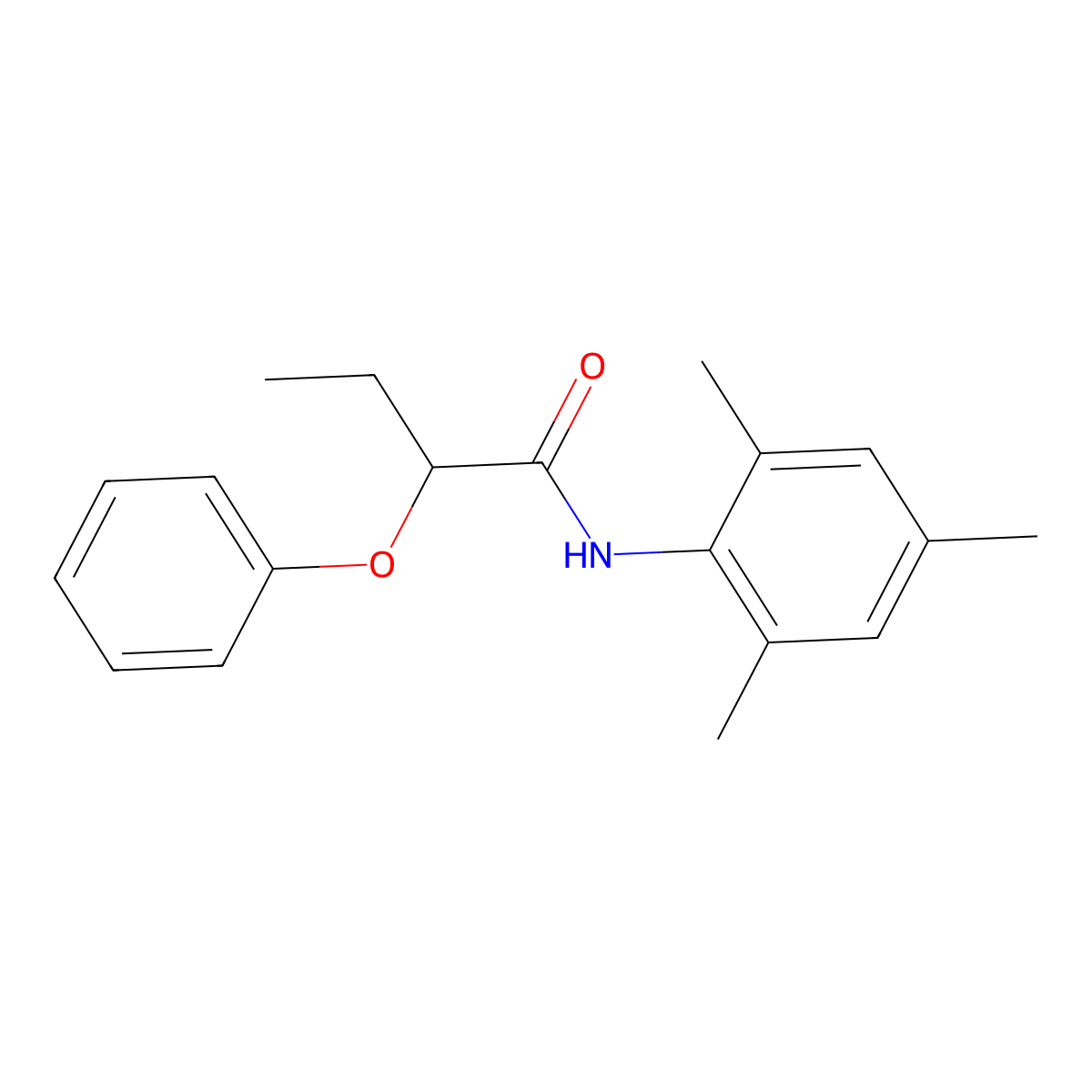 2-phenoxy-N-(2,4,6-trimethylphenyl)butanamide molecular structure, CAS 491858-35-6