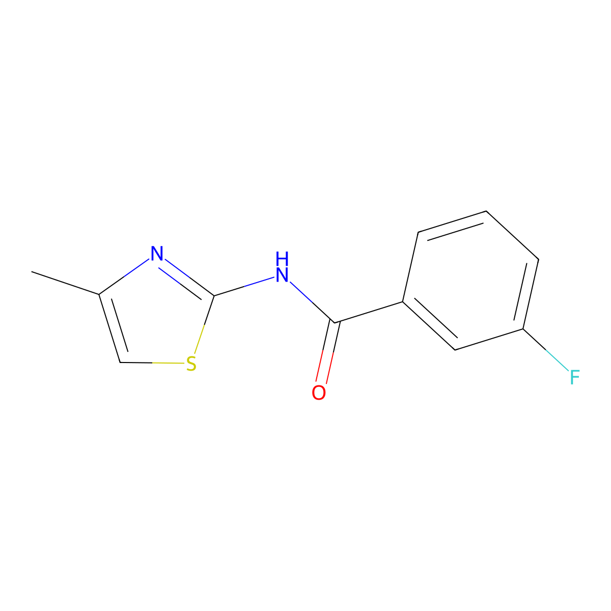 3-fluoro-N-(4-methyl-1,3-thiazol-2-yl)benzamide molecular structure, CAS 491858-65-2