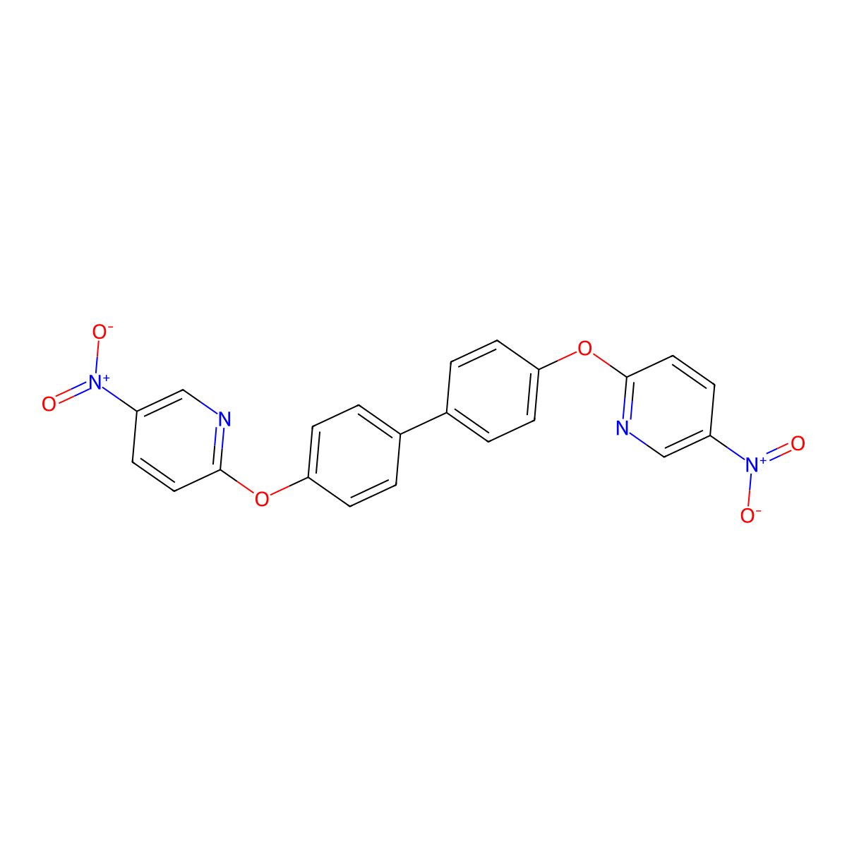 4,4'-Bis((5-nitropyridin-2-yl)oxy)-1,1'-biphenyl molecular structure, CAS 491861-60-0