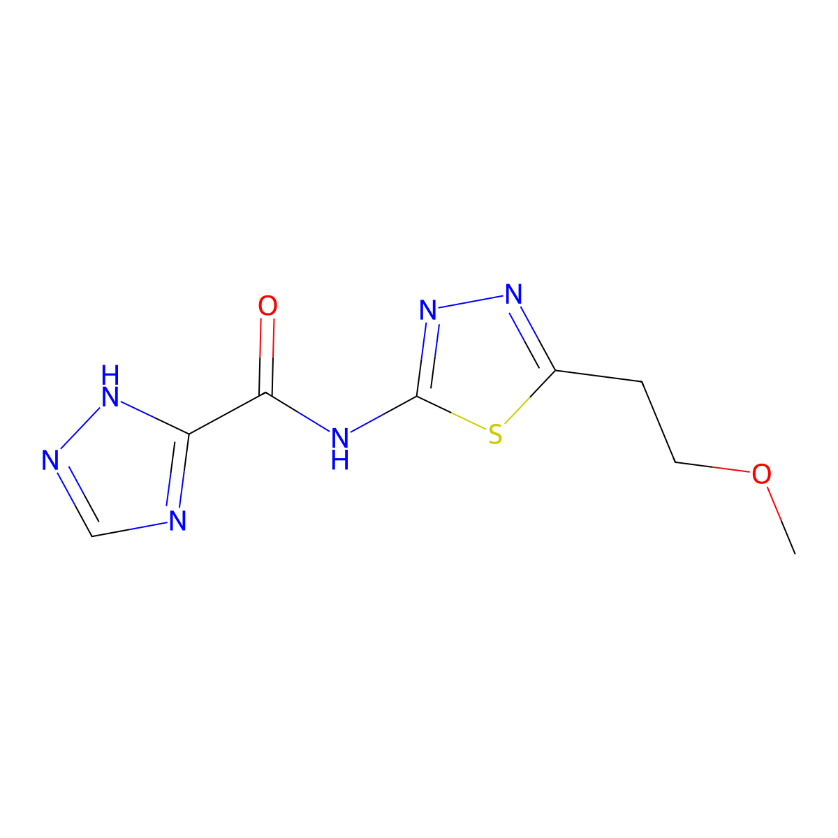 1H-1,2,4-Triazole-3-carboxamide,N-[5-(2-methoxyethyl)-1,3,4-thiadiazol-2-yl]- molecular structure, CAS 491866-57-0