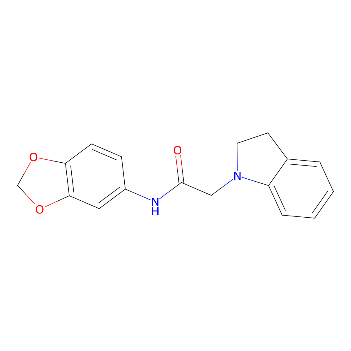 N-(1,3-benzodioxol-5-yl)-2-(2,3-dihydroindol-1-yl)acetamide molecular structure, CAS 491867-68-6