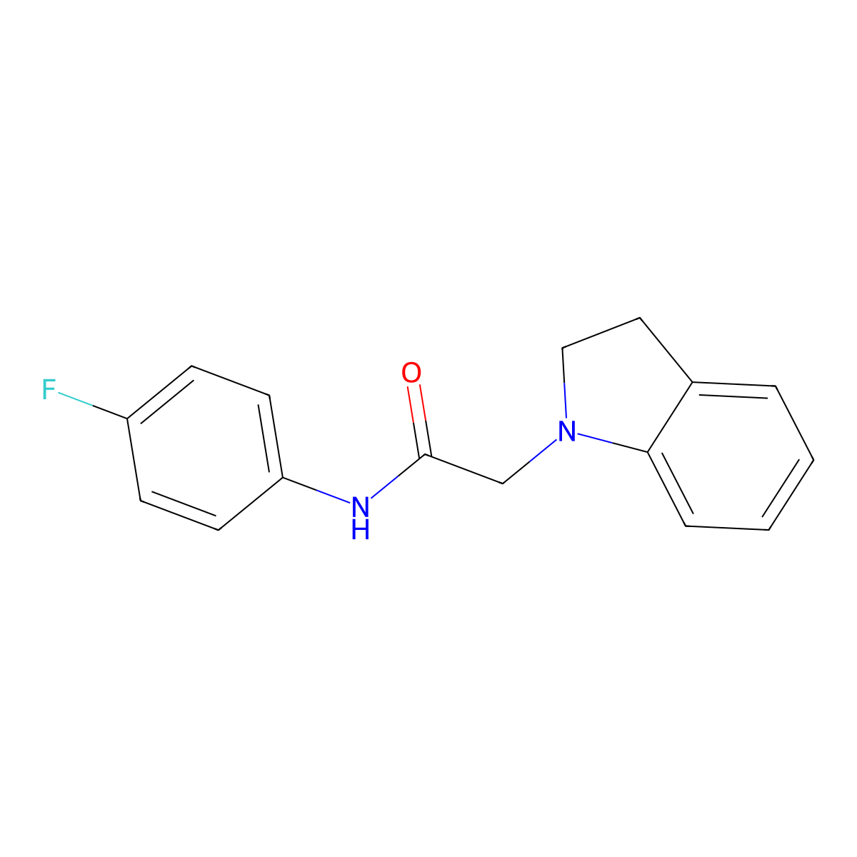 N-(4-Fluorophenyl)-2-indolinylethanamide molecular structure, CAS 491867-69-7