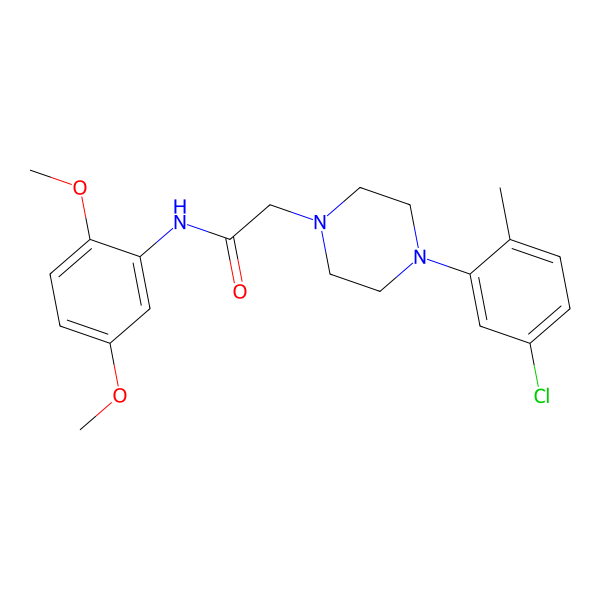 N-(2,5-Dimethoxyphenyl)-2-(4-(5-chloro-2-methylphenyl)piperazinyl)ethanamide molecular structure, CAS 491867-74-4